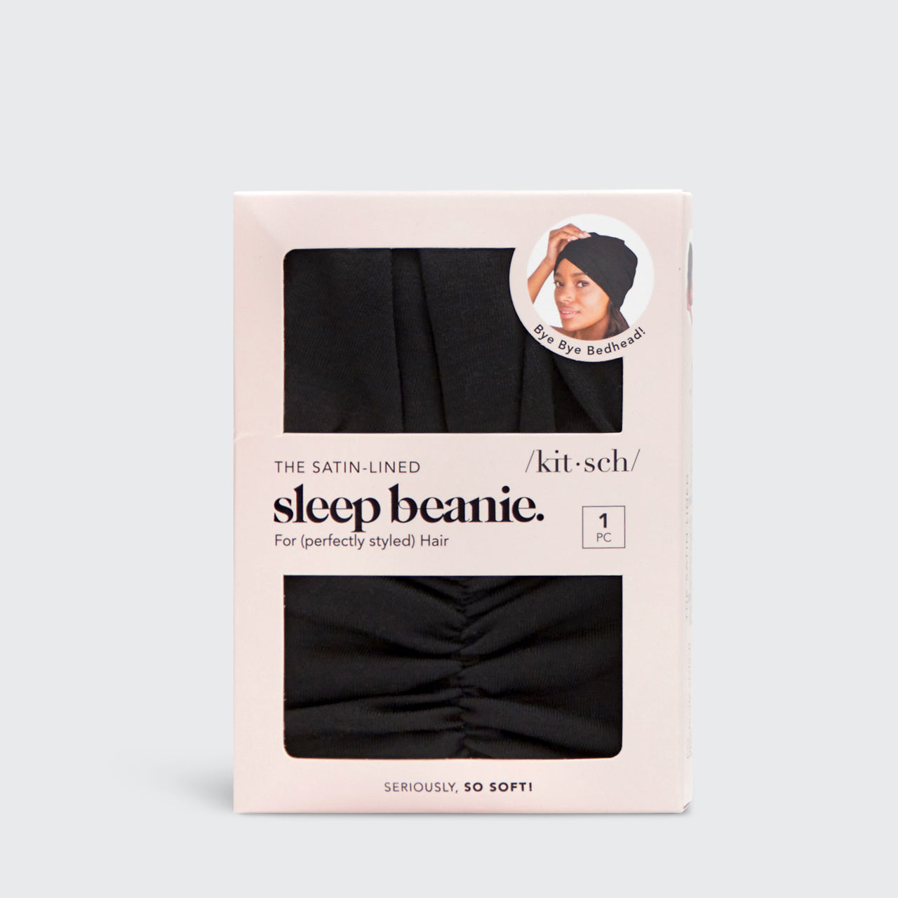 Black Satin-lined Sleep Beanie - Image 3