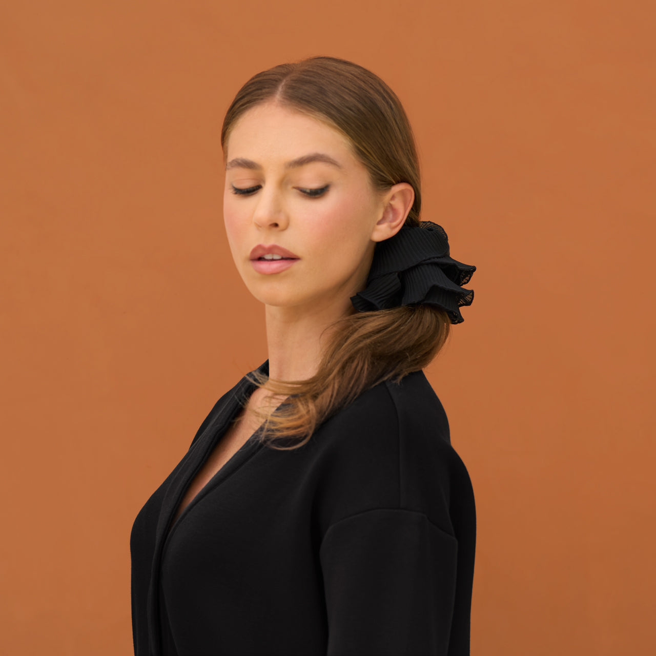 Halloween Black Pleated Scrunchie - Image 2