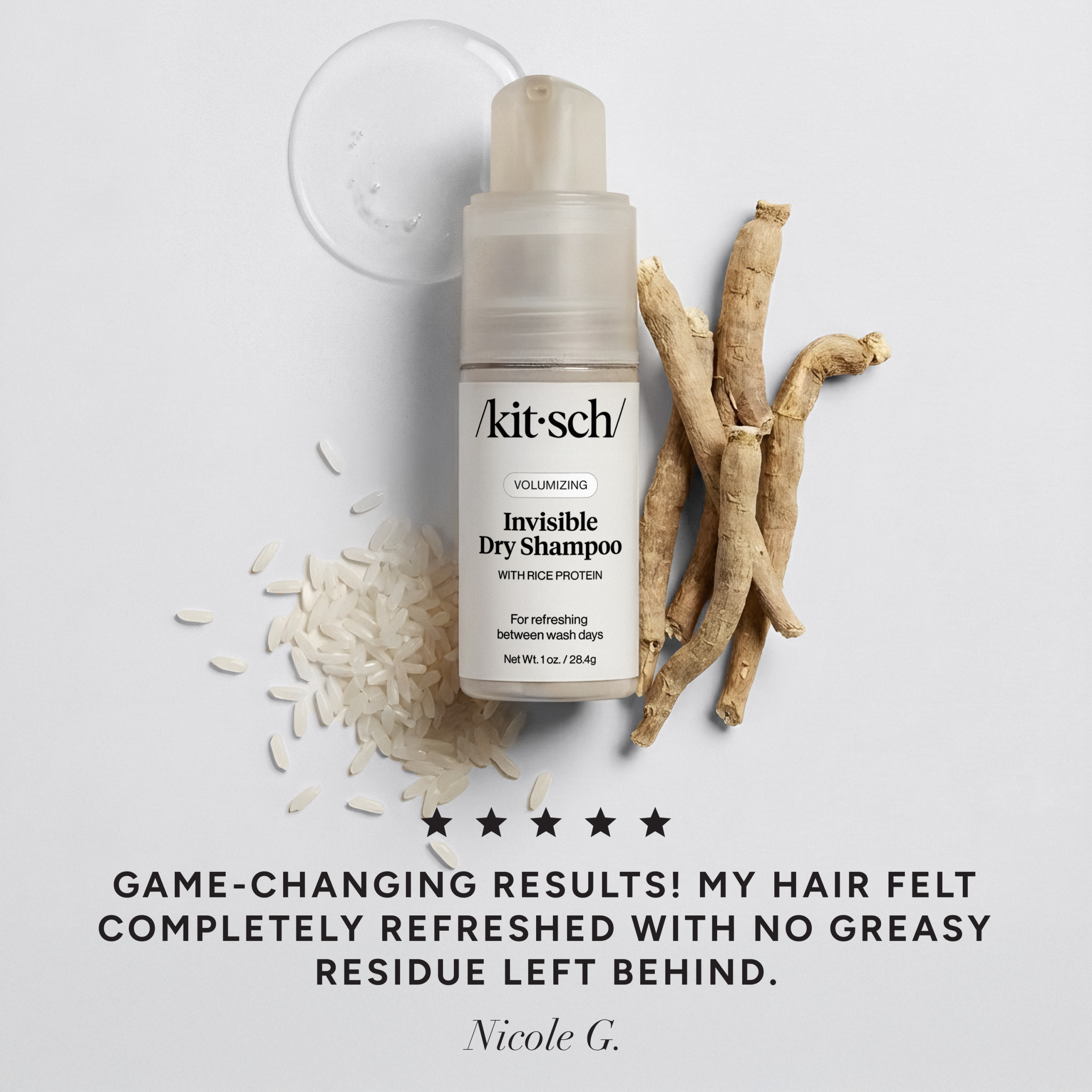 Volumizing Rice Protein Dry Shampoo - Invisible 1 oz - Image 2