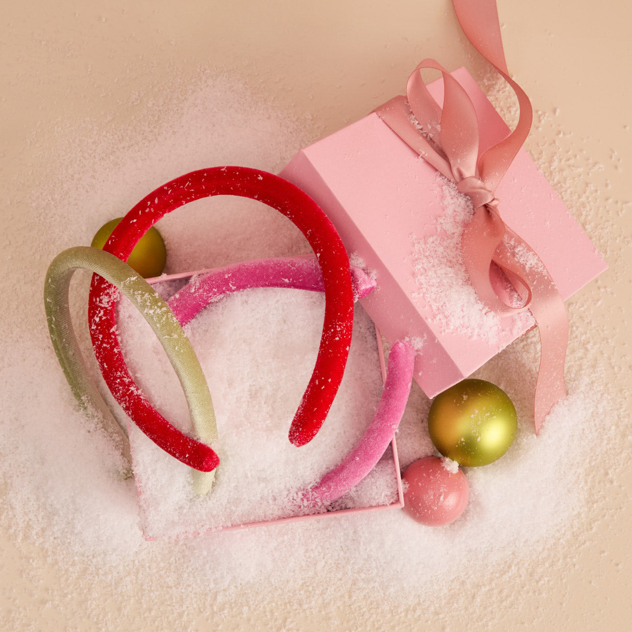 Red. Pink & Green Velvet Headbands - Image 3