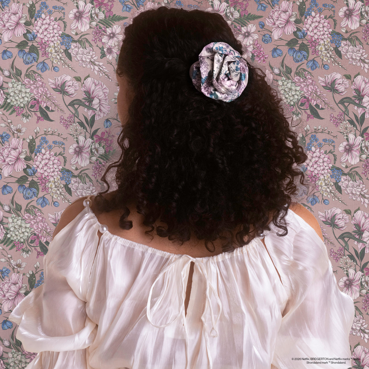 Bridgerton x Kitsch Satin Rosette Medium Flat Cloud Clip in Wisteria - Image 4