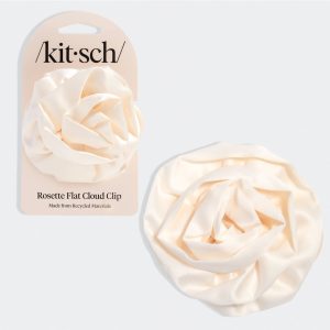 Satin Rosette Flat Cloud Clip in Cream - Medium