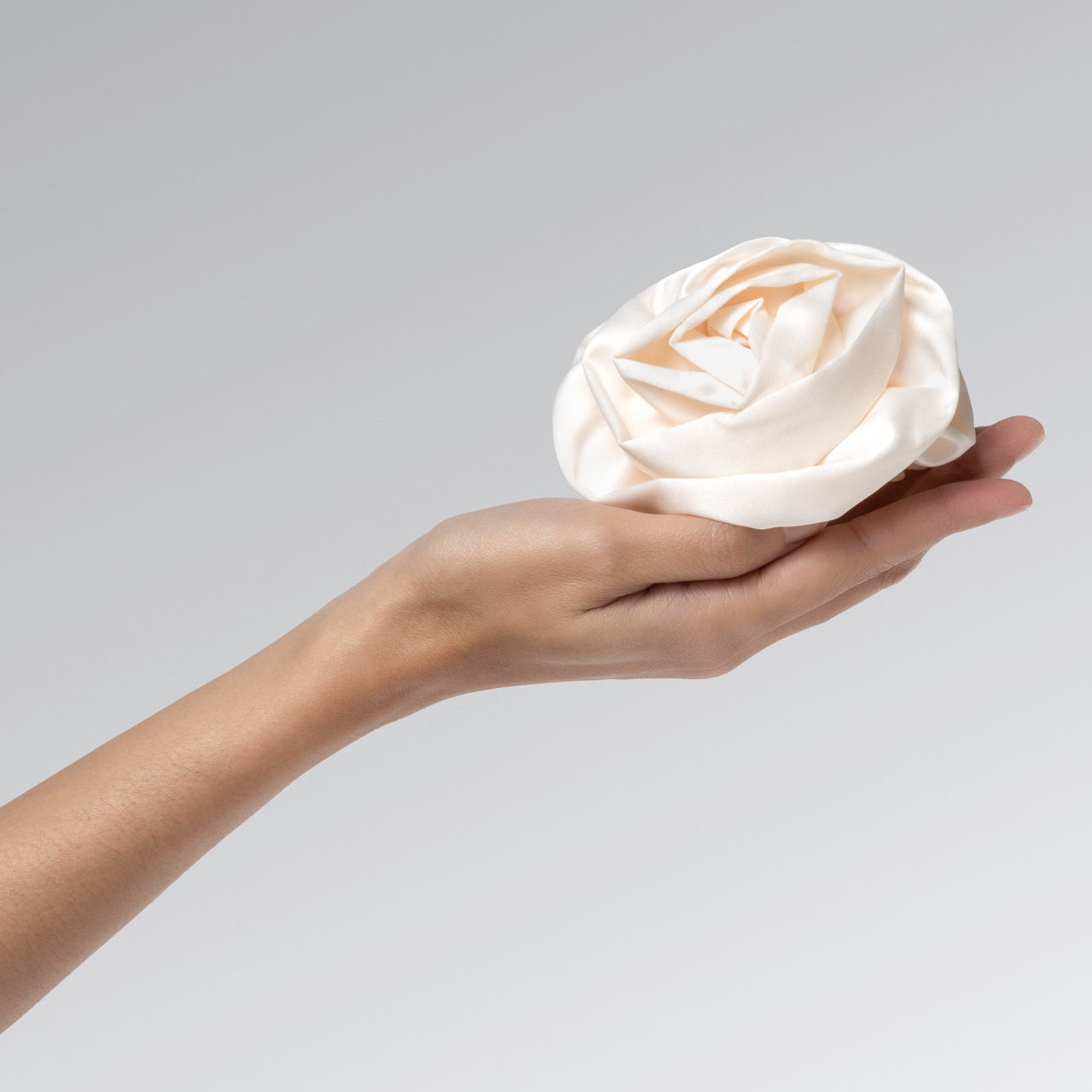 Satin Rosette Flat Cloud Clip in Cream - Medium - Image 5