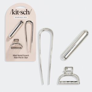 Silver Mini Metal French Hair Pin & Clips Set