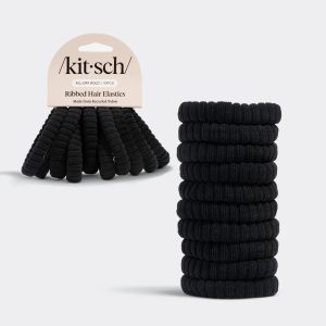 Black Ribbed Hair Elastics