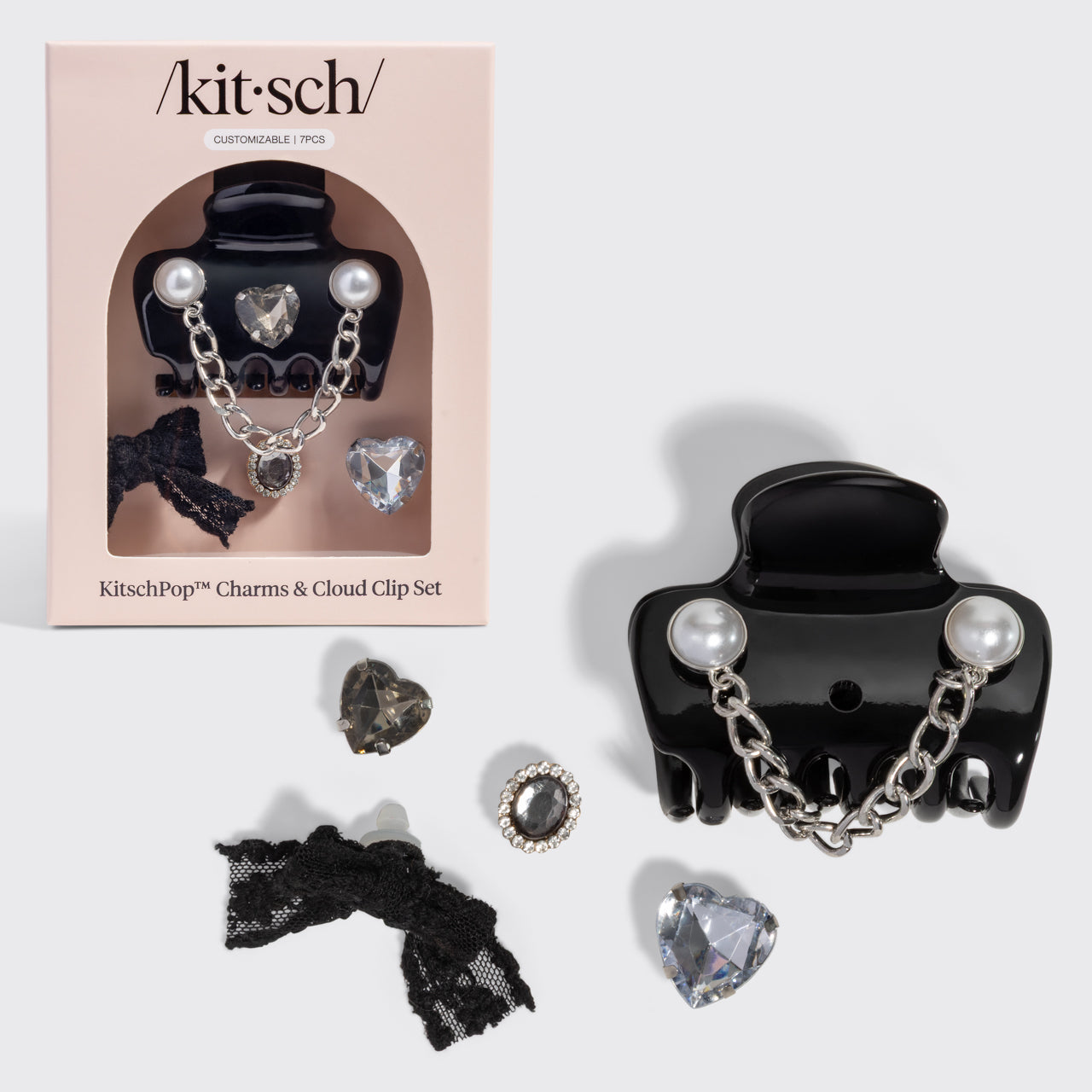 KitschPop Cloud Clip & Charms in Vintage Black