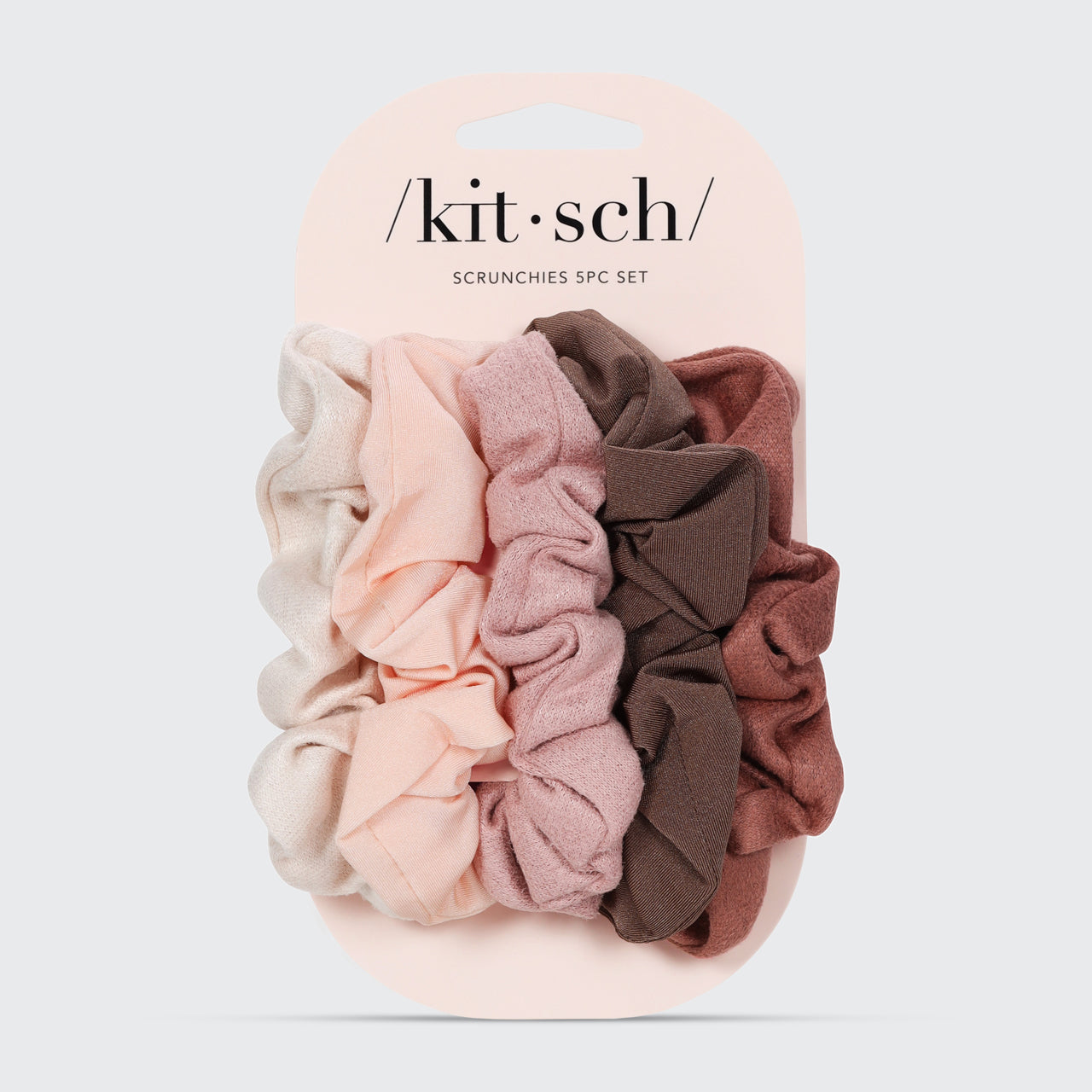 Assorted Textured Scrunchies 5pc Set - Terracotta - Image 4