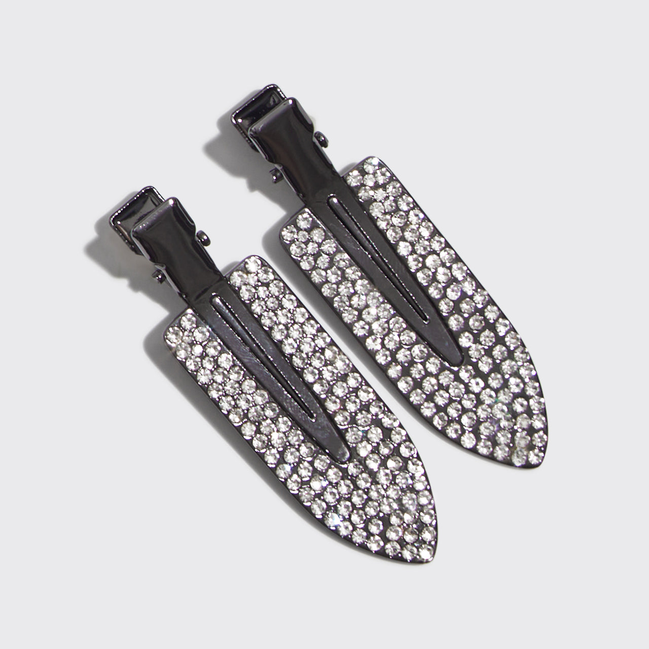 Metal Rhinestone Creaseless Clips 2pc Set- Hematite - Image 2