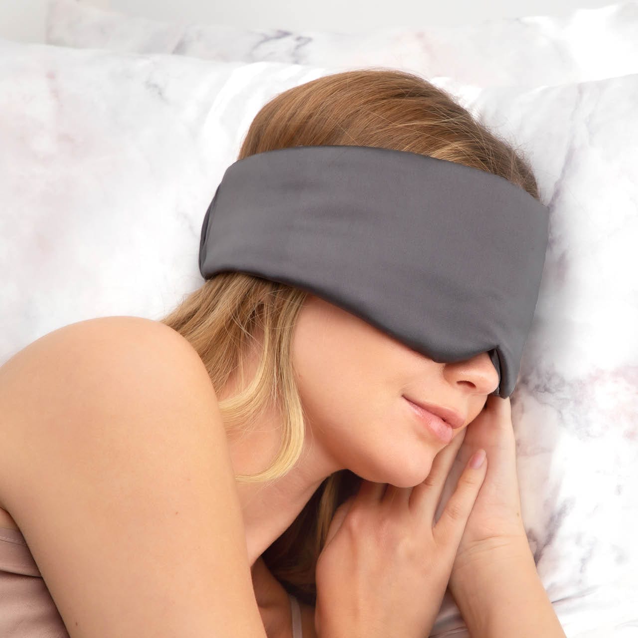 Charcoal Satin Pillow Eye Mask - Image 4