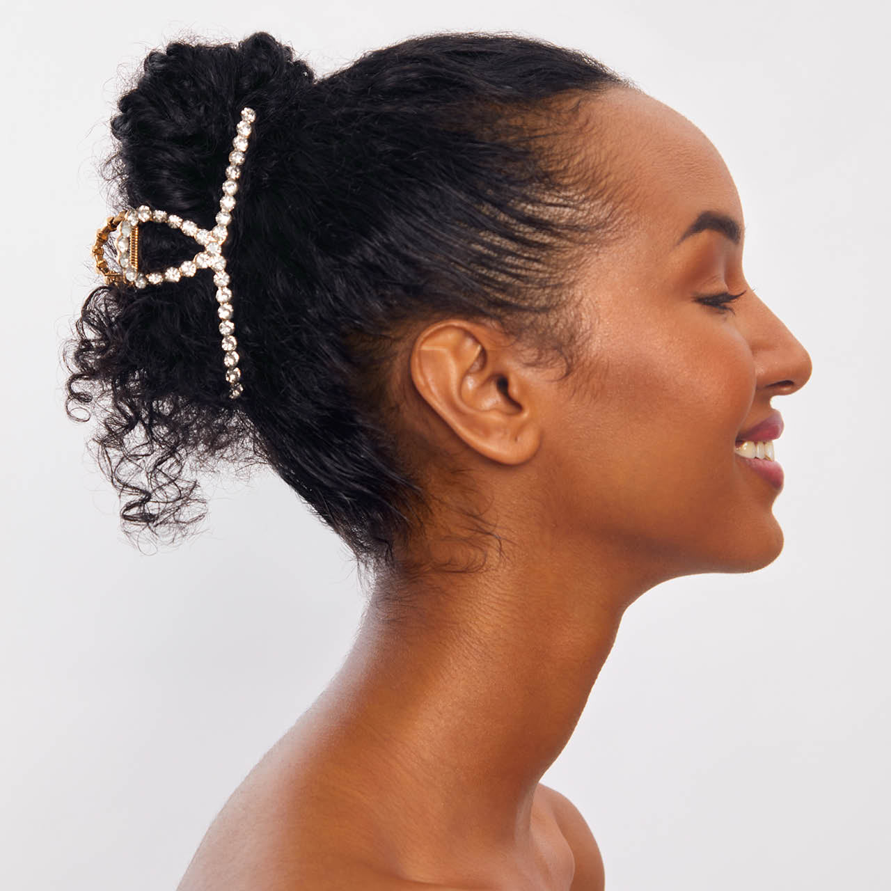 Gold Metal Rhinestone Loop Claw Clip - Image 2