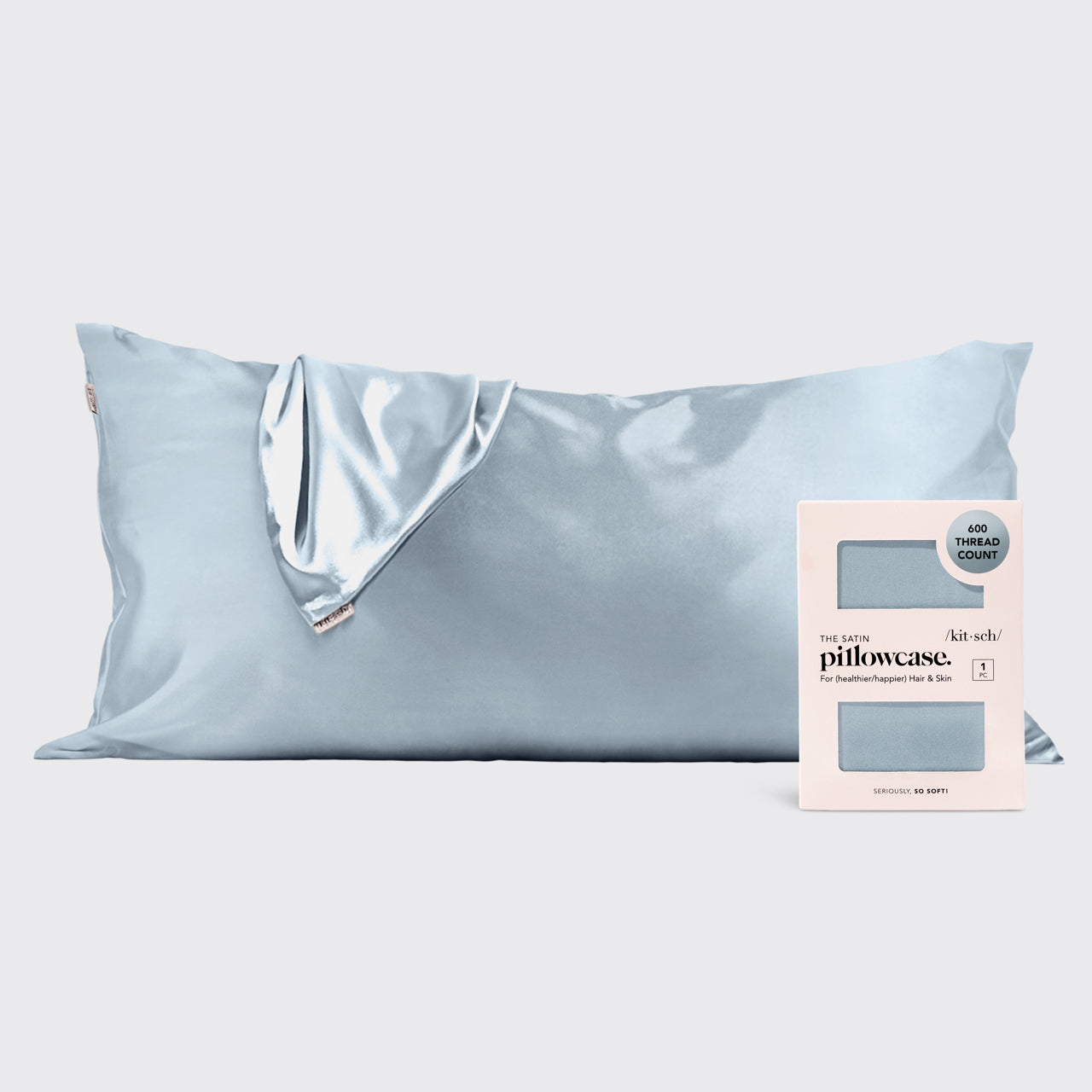 Satin Pillowcase in Haze Blue 2 Pack - King