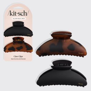 Black & Tort Curved Claw Clips 2pc Set - Medium