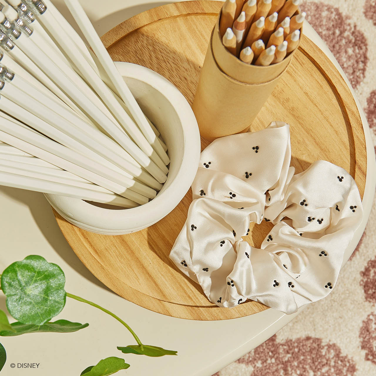 Kitsch x Mickey and Minnie Cream Rhinestone Scrunchie - Image 5