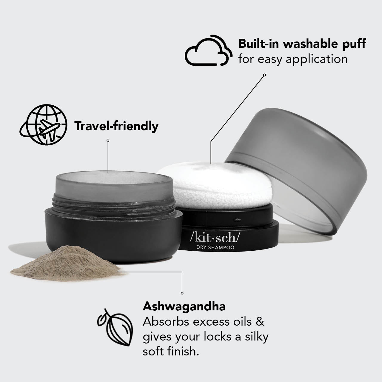 Dark Volumizing Rice Protein Dry Shampoo with Puff - Image 4