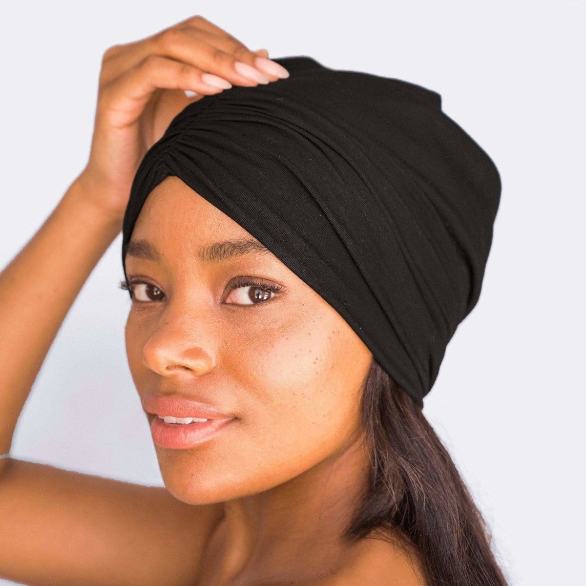Black Satin-lined Sleep Beanie - Image 2